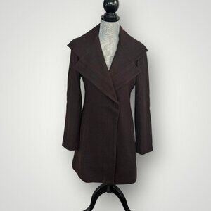 Massimo Vintage Wool Blend Brown Pea Coat Small